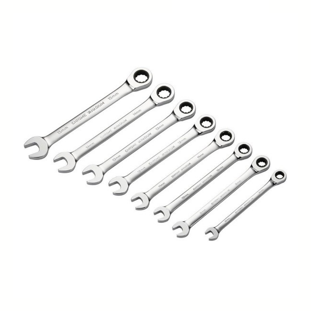IceToolz open-end/ring/ratchet wrench set 8~15mm