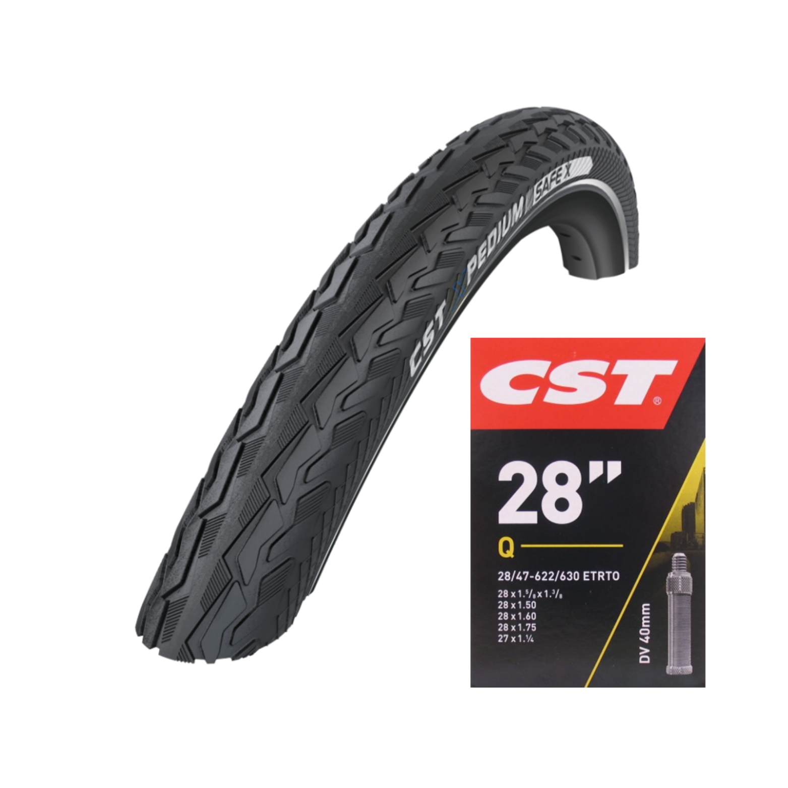 CST set. Xpedium safe (3mm anti-puncture) (1469+1545) and packaged inner tube 28x1 5/8x1 3/8 ETRTO 37 - 622