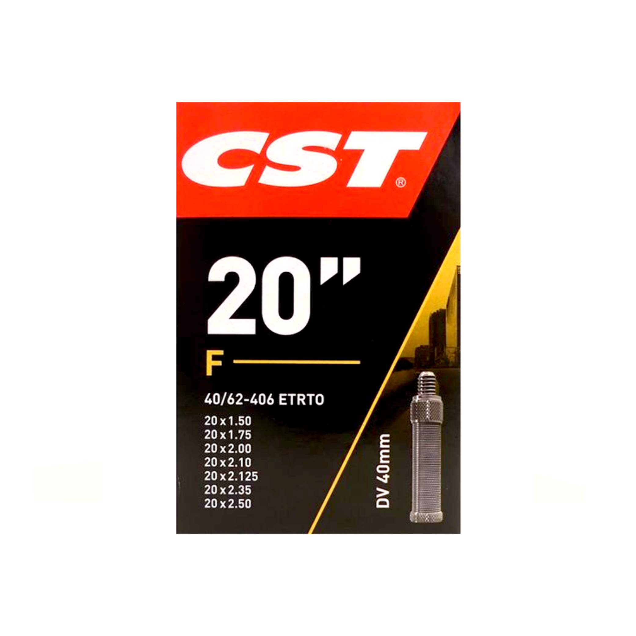 CST Inner Tube 20x1.75/2 ETRTO 40/62-406 Combi, Valve: Dunlop blitz/Holland 40mm