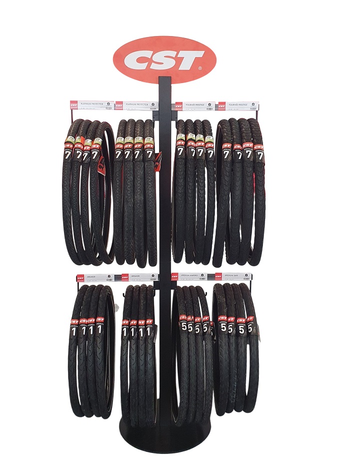 CST tire rack with space for approximately 32 tires