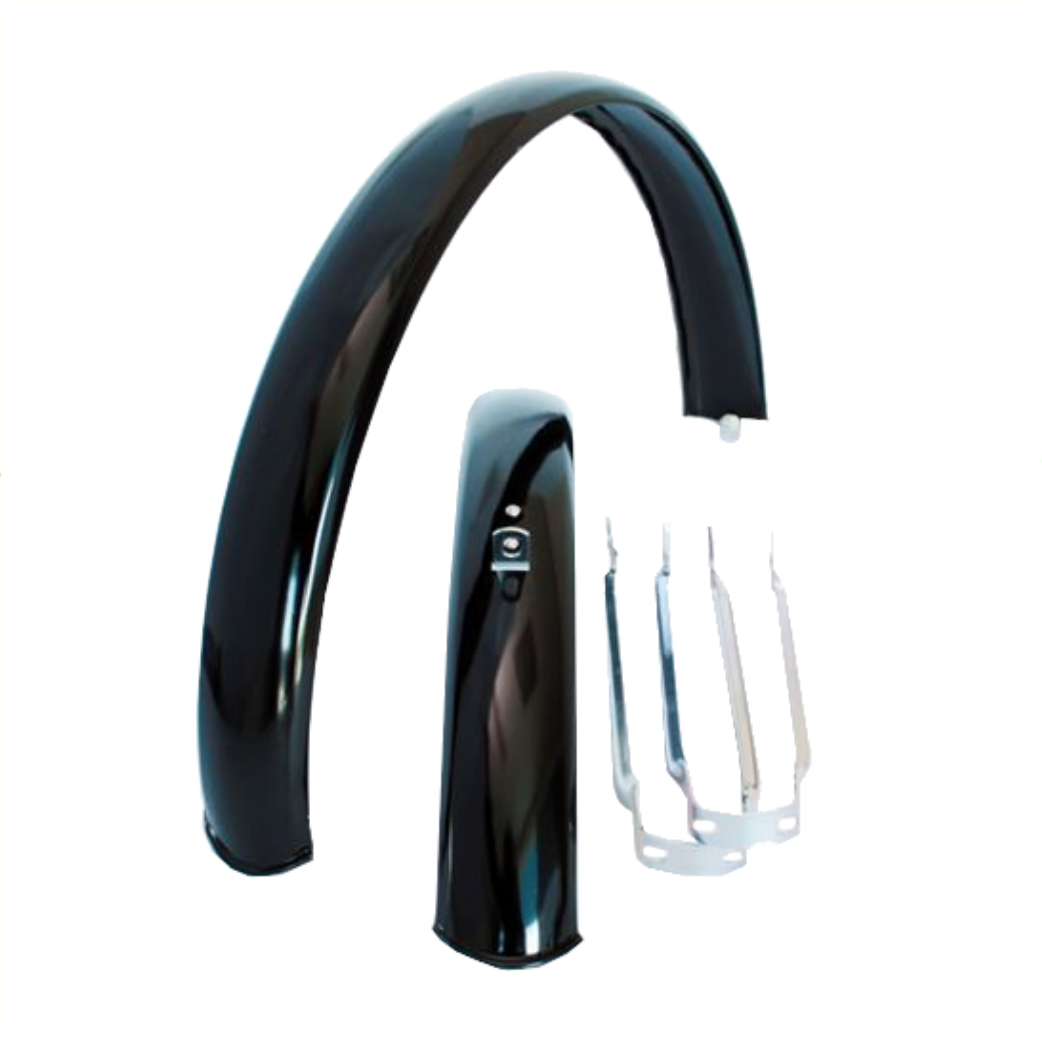 Mudguards 20"x1.75 steel, black. Front and rear. Including bars