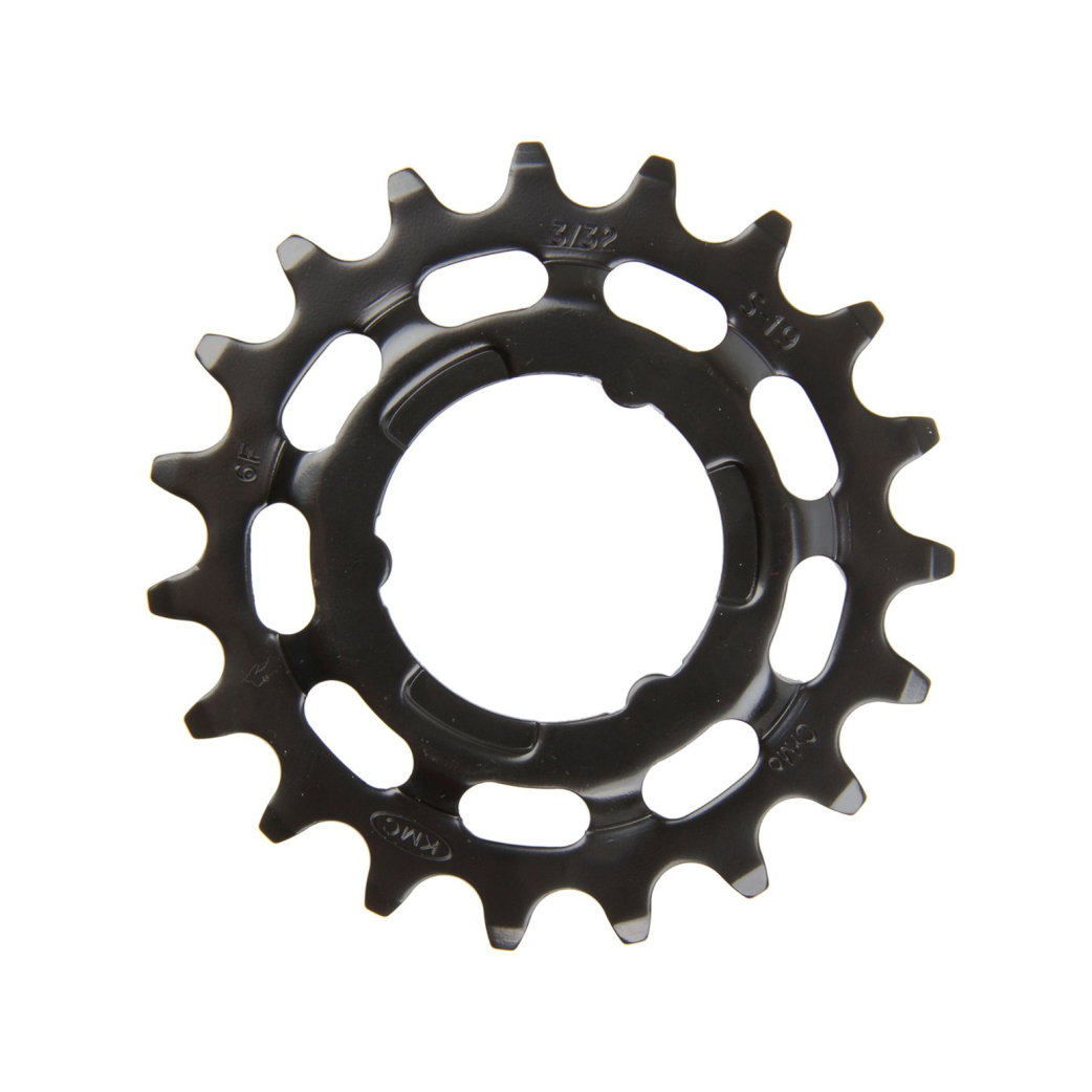 KMC sprocket 19T Shimano, for Shimano gear hubs. 1/2x3/32. hardened chromly steel, black