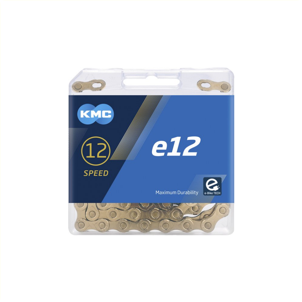 KMC chain e12 Ti-Ni gold, 1/2x11/128, 130 links, 5.2mm pin, 12-speed