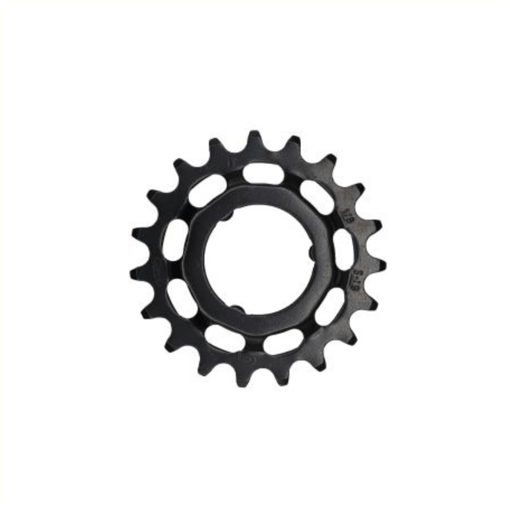 KMC sprocket 19T Shimano, for Shimano gear hubs. 1/2x1/8. hardened chromly steel, black