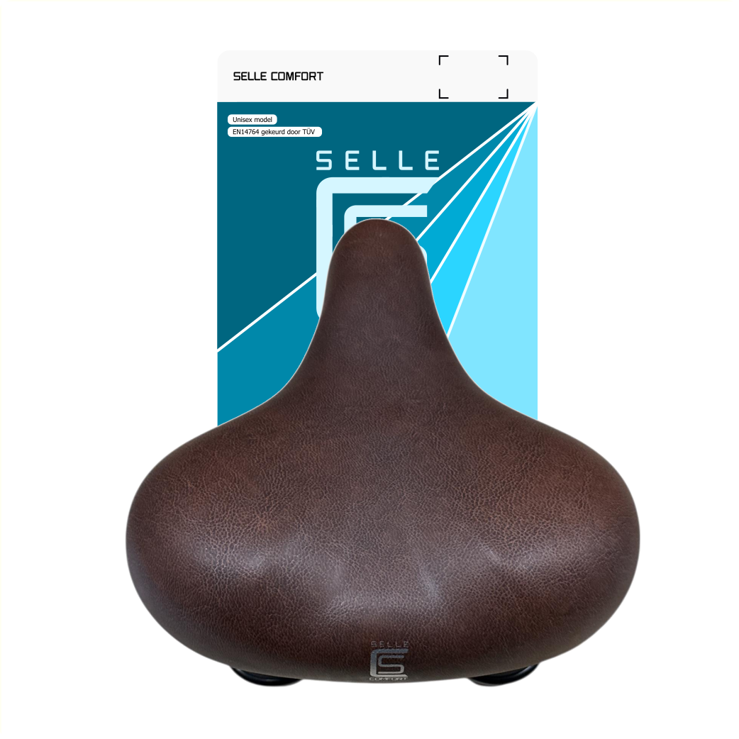 Selle Comfort Sattel, Retro mittelbraun. Vakuumversiegelt mit Aufhängefedern, ohne Schlinge
