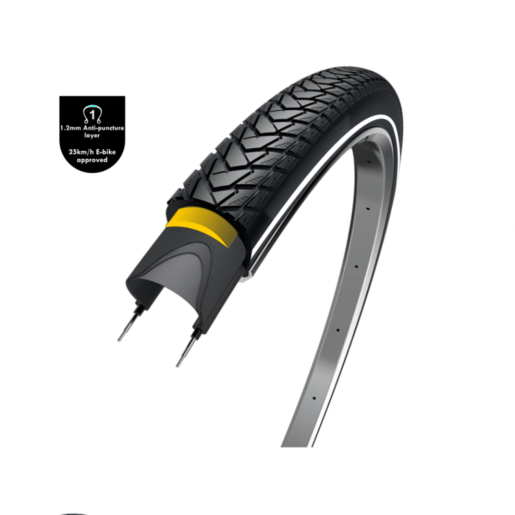 WOLFF Traveler (1.2mm anti-puncture layer), black with reflection, 28x1.50, ETRTO 40-622