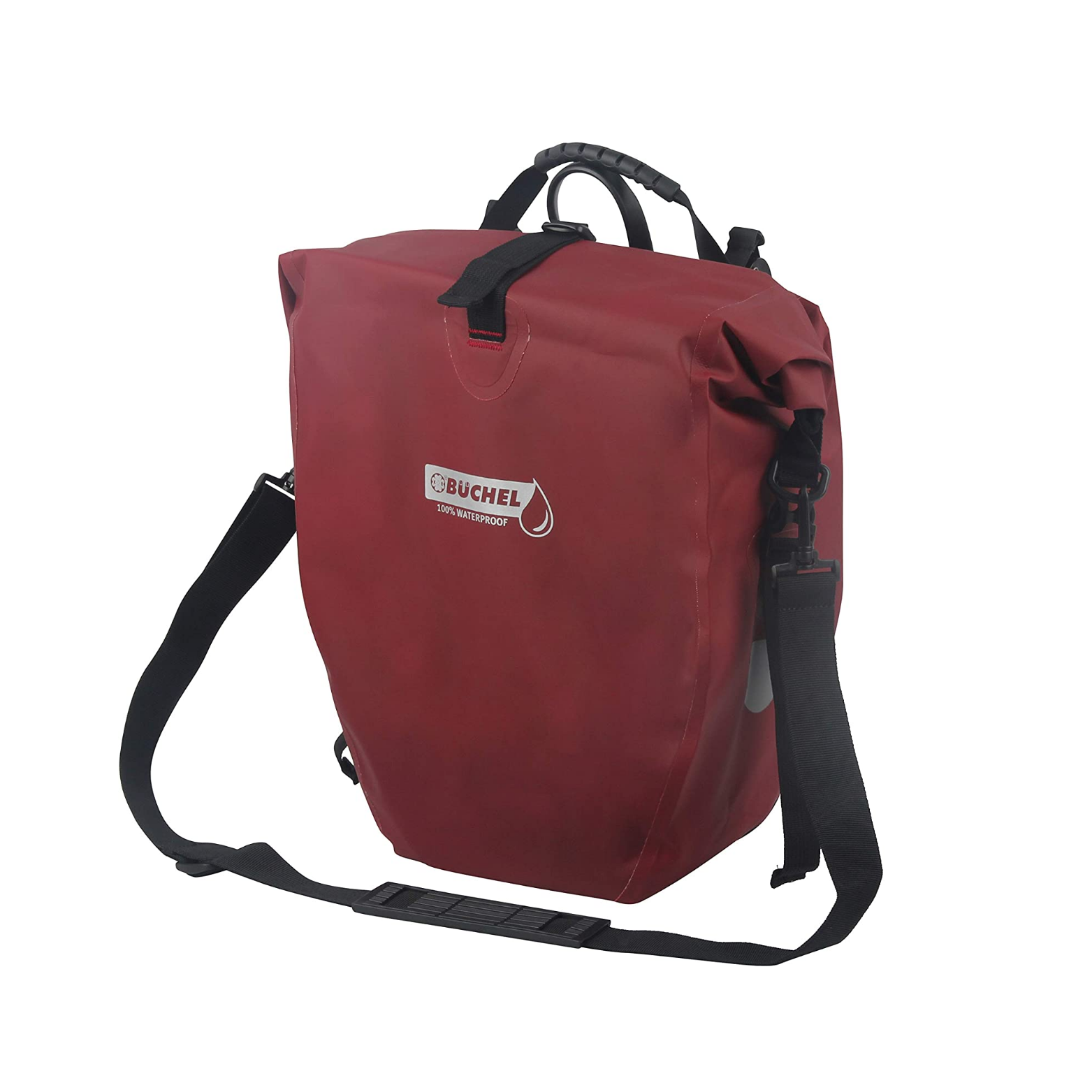 Büchel 100% waterproof single bicycle bag 25.4L Merlot