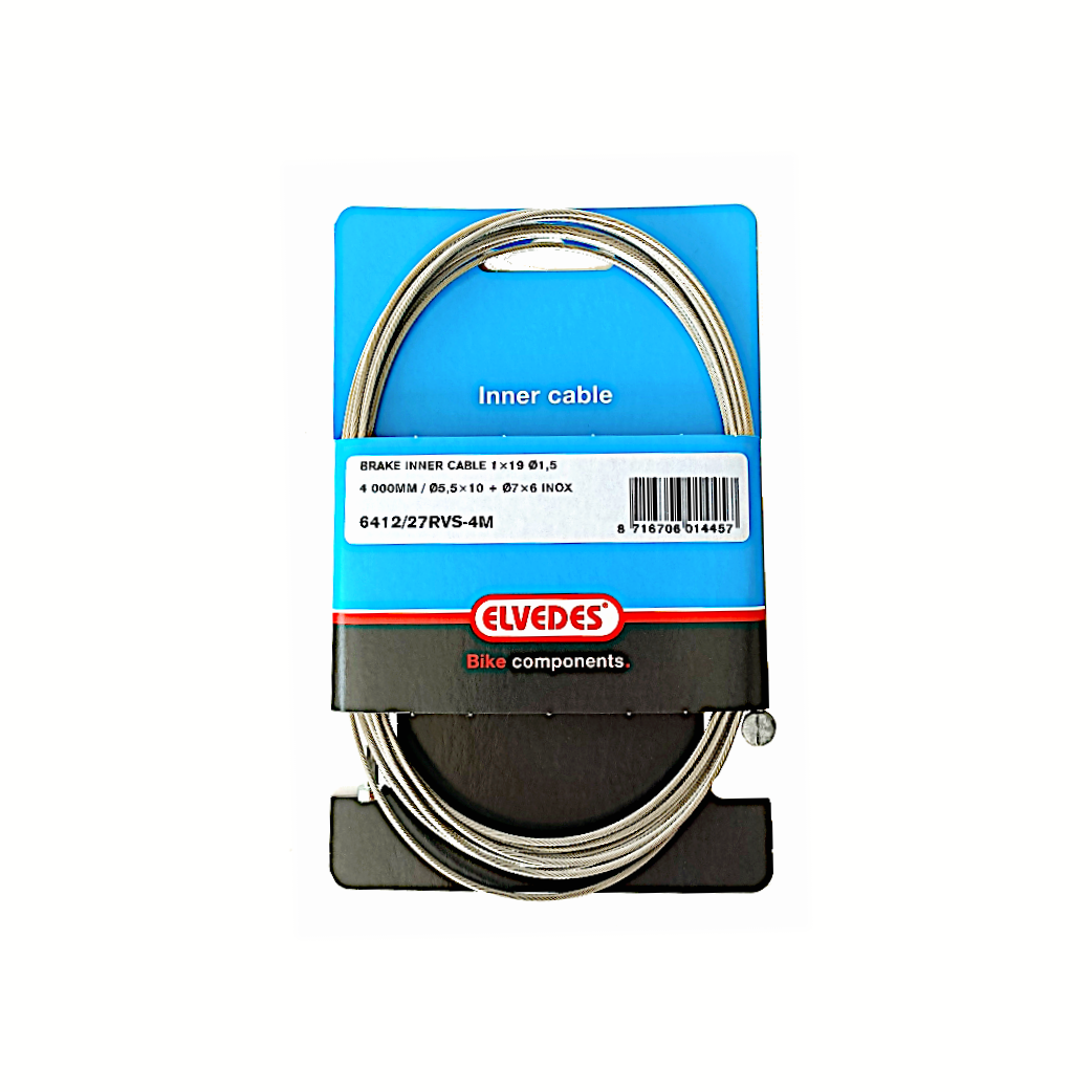 Elvedes inner cable rear brake, universal 4 meters stainless steel, 2 nipples.