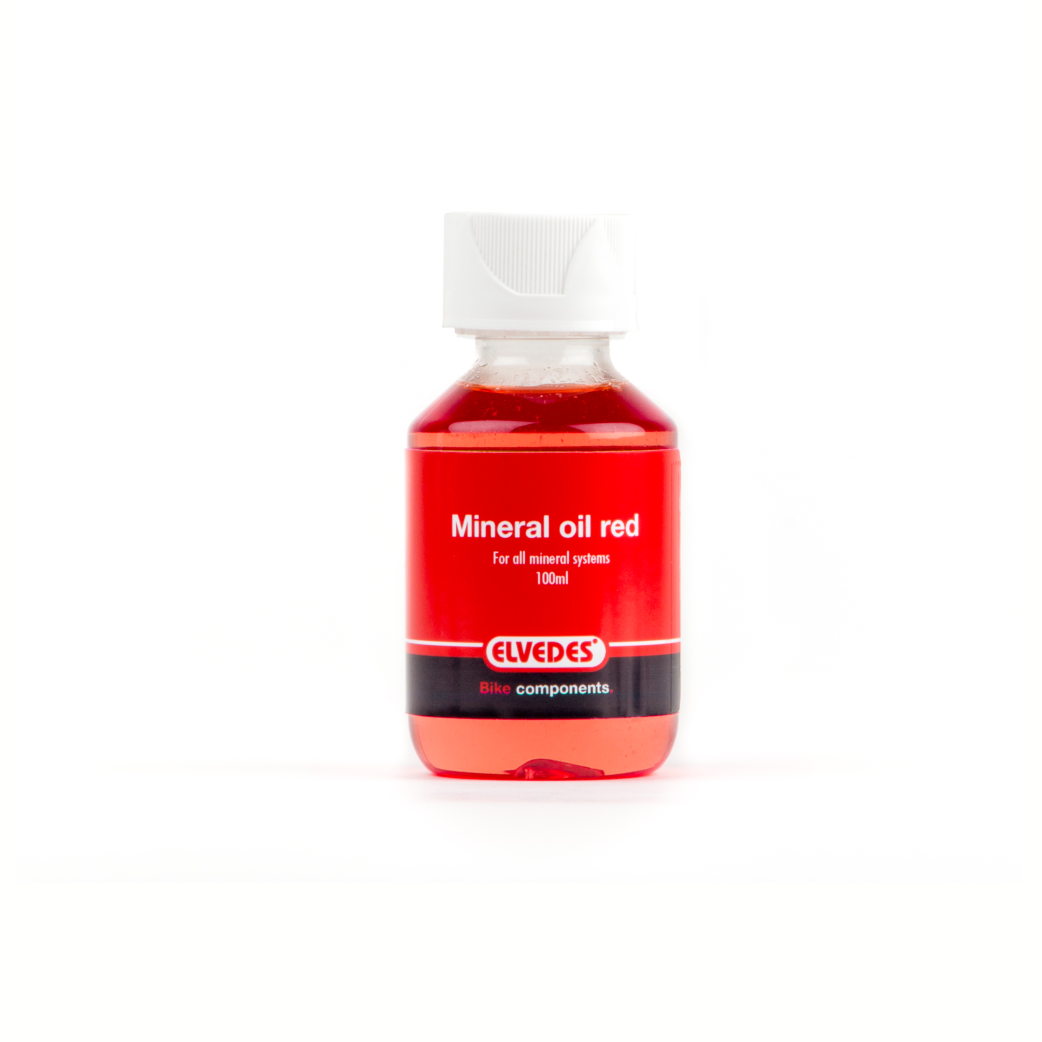 Elvedes mineral oil for all mineral braking systems. Bottle 100ml, color red.