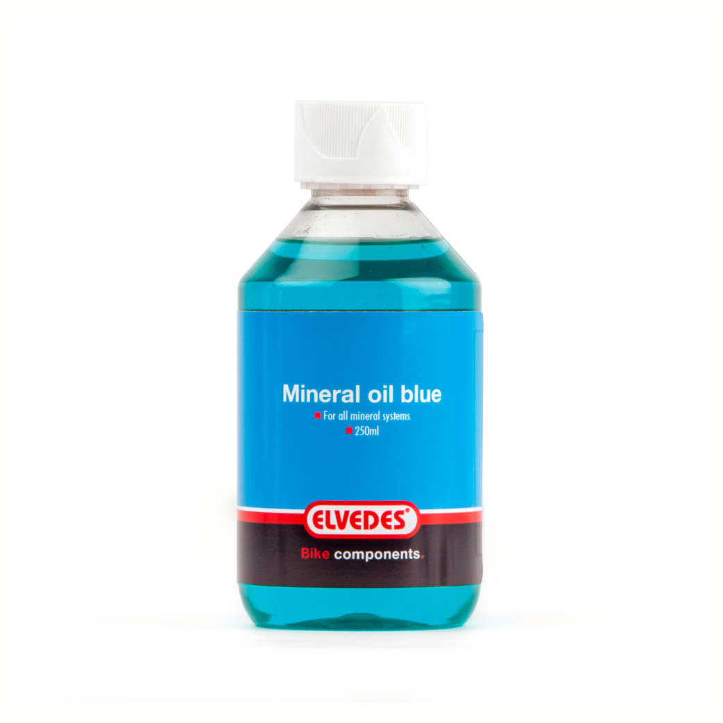 Elvedes mineral oil for all mineral braking systems. Bottle 250ml, color blue