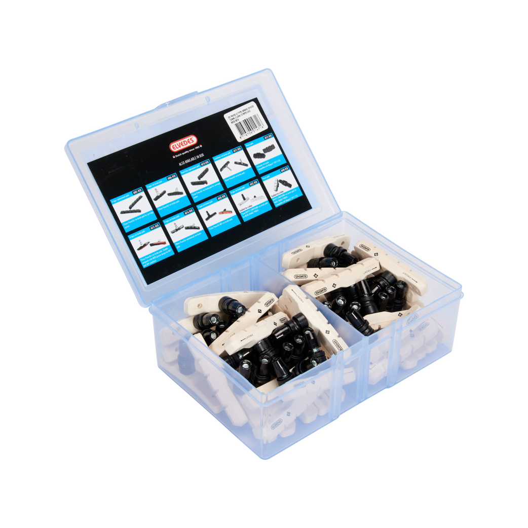 Elvedes white V-brake brake pads, per 25 pairs