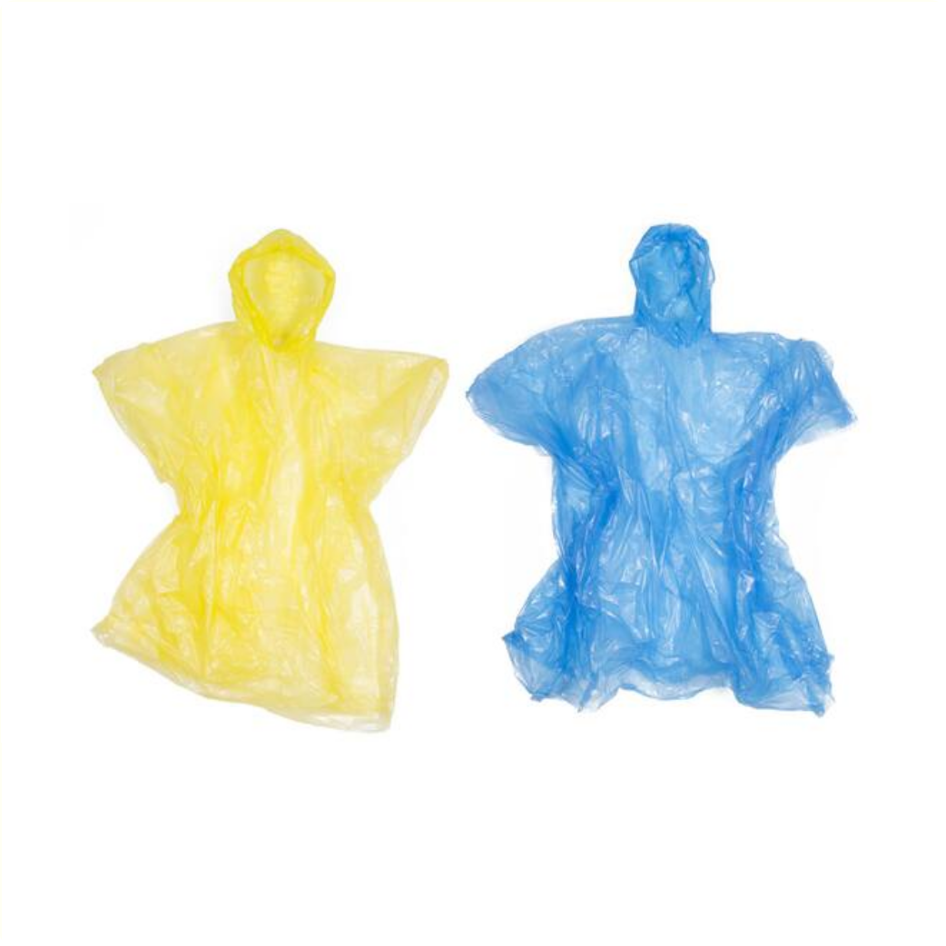 Disposable poncho lightweight. assorted color. One size fits all.