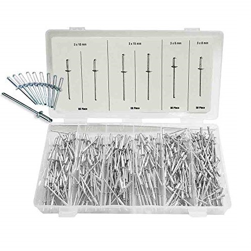 Pop rivet assortment, 320 pieces in storage box
