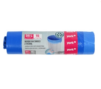 Garbage bags 35 liters with drawstring 15 on a roll