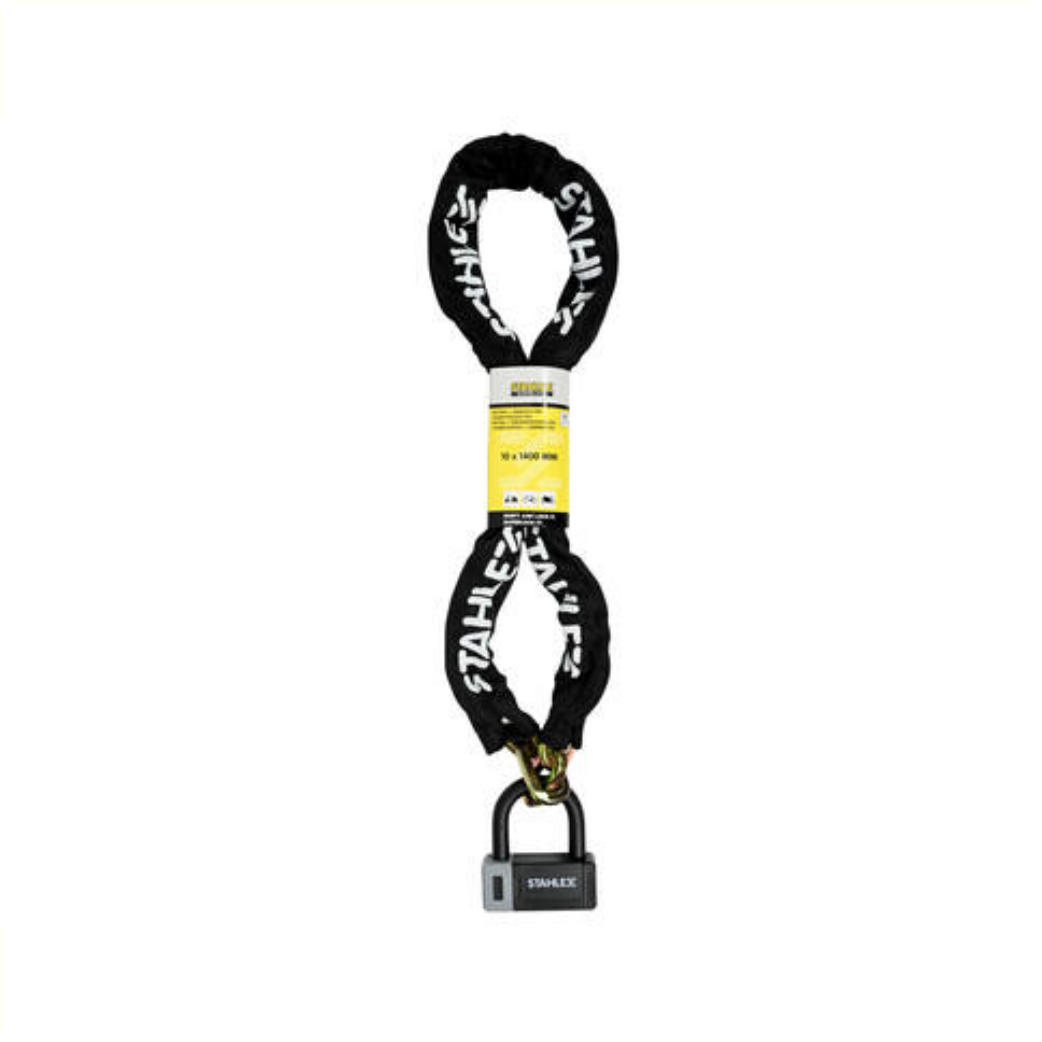 Stahlex Chain lock with padlock 595 10x1400mm black. Nylon cover