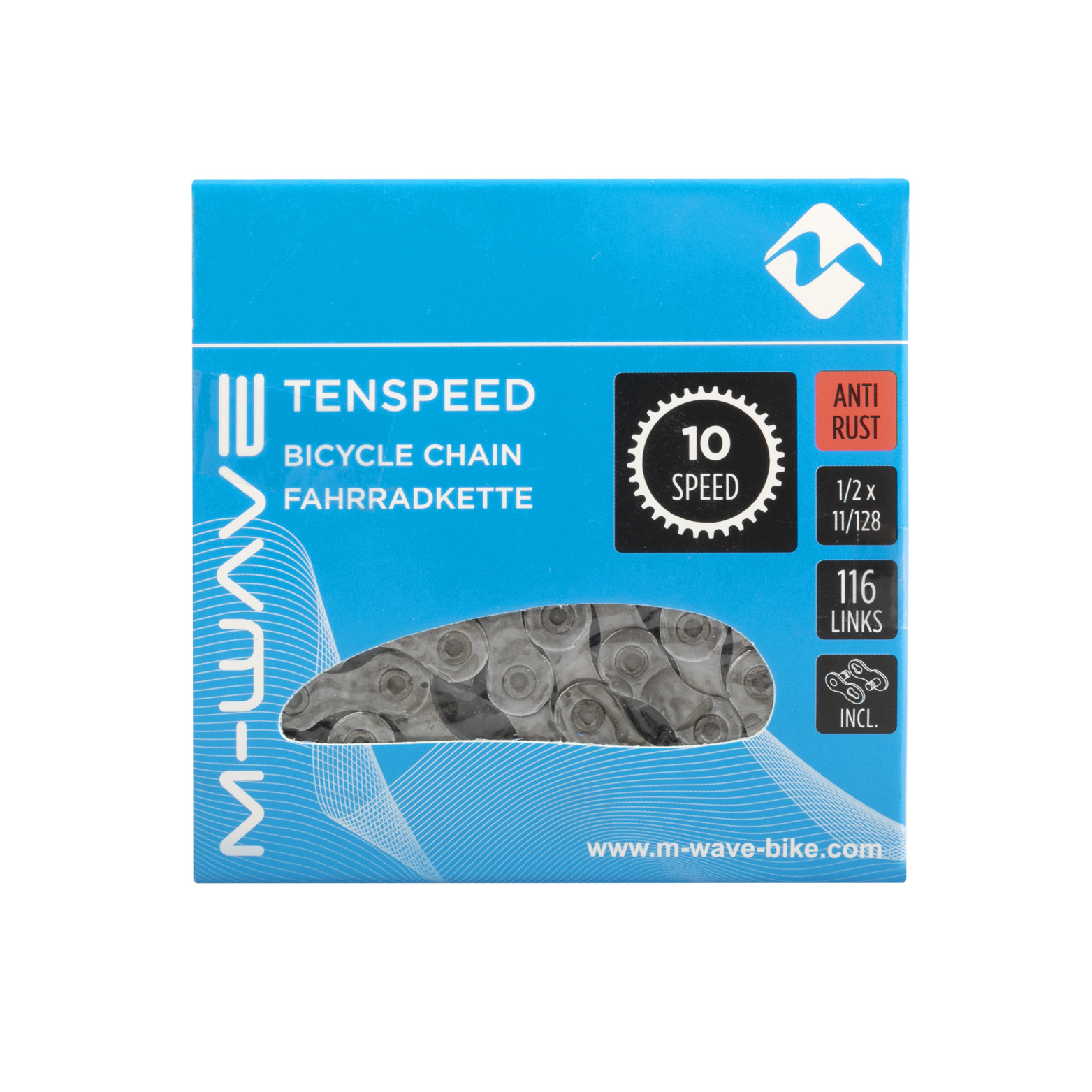 M-Wave chain 10-speed, 1/2x11/128 116L silver anti-rust