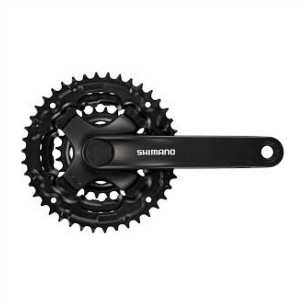 Shimano FC-TY301 crankset, 6/7/8-speed, 42/32/24T, crank length 170mm. Chainguard compatible (workshop packaging)
With chainguard guard