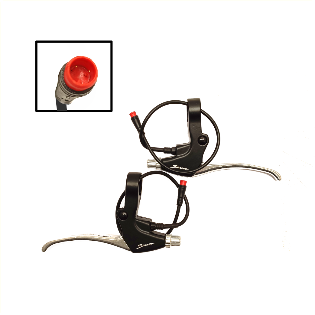 Saccon brake lever set for E-bike with brake cutoff switch. black/silver