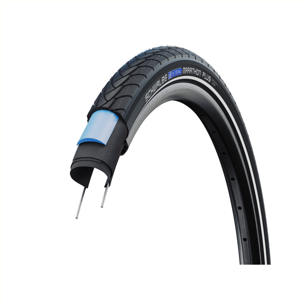 Schwalbe Marathon plus reflection (Smartguard 5mm Anti-puncture), Black with reflection, 20x1.75, ETRTO 47-406