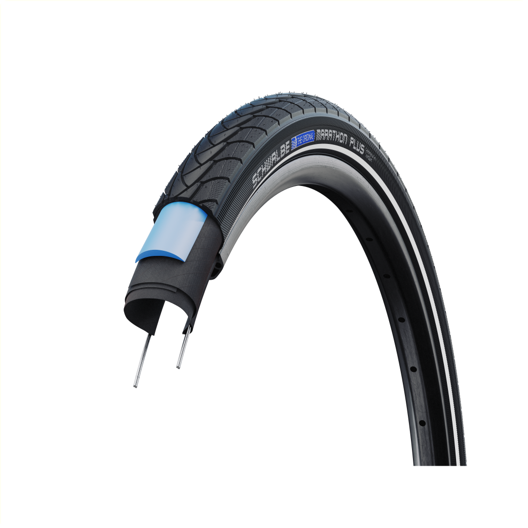 Schwalbe Marathon Plus (Smartguard 5mm anti-puncture), Black with reflection, 26x1.75, ETRTO 47-559