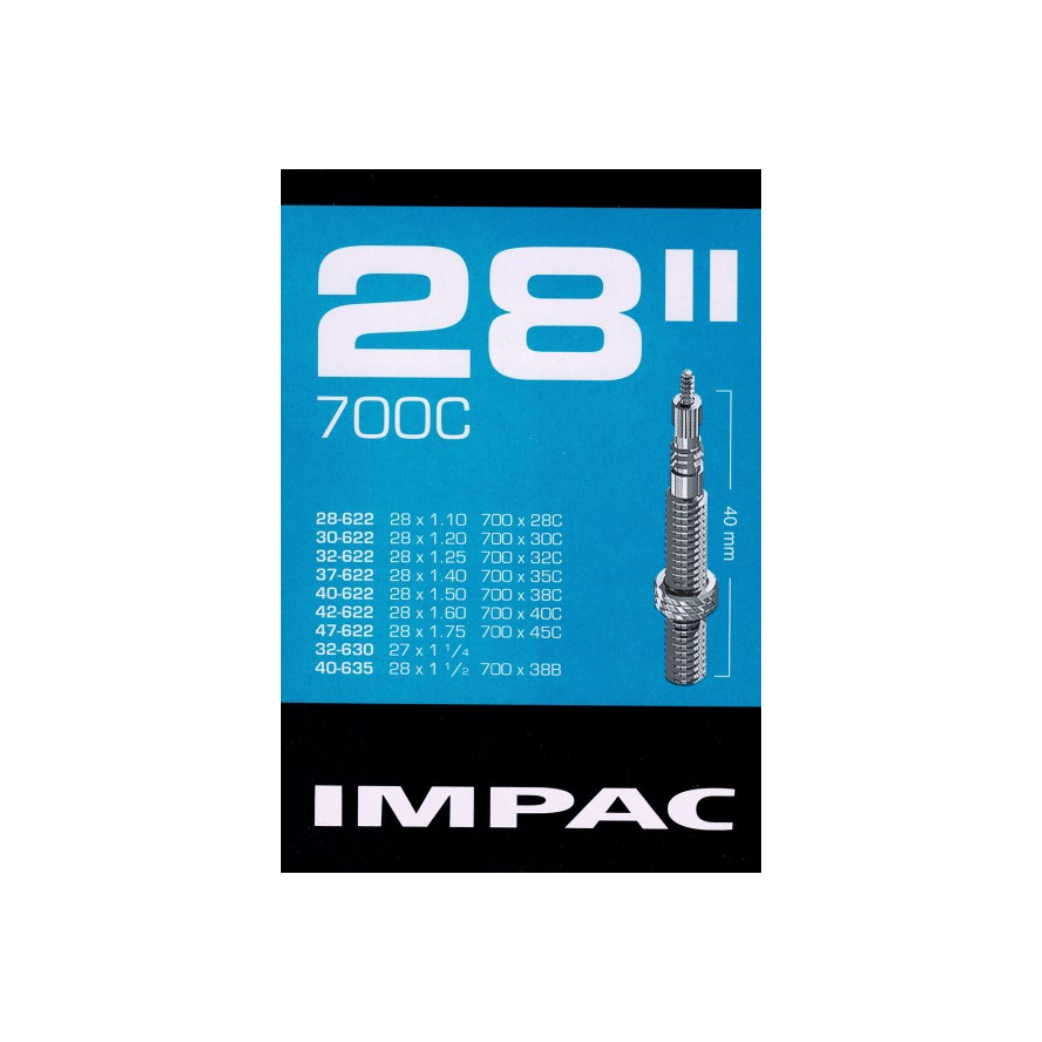 Impac Inner Tube (by Schwalbe) SV28 28x1 5/8x1 3/8, 28x1 1/4, 28x1 1/2, 28x1.75 ETRTO 28/47-622/635, Valve: French 40mm