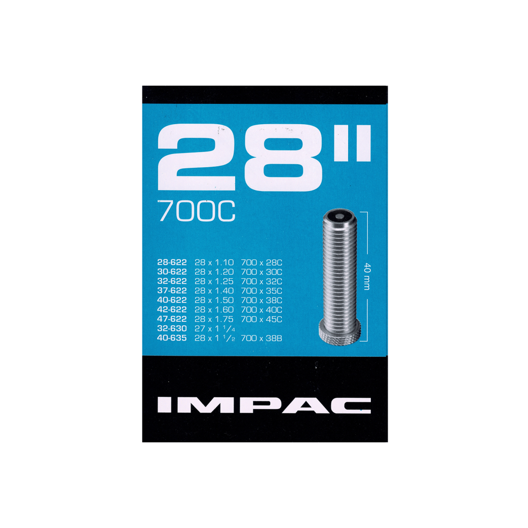 Impac Inner Tube (by Schwalbe) AV28 28x1 5/8x1 3/8, 28x1 1/4, 28x1 1/2, 28x1.75 ETRTO 28/47-622/635, Valve: car valve