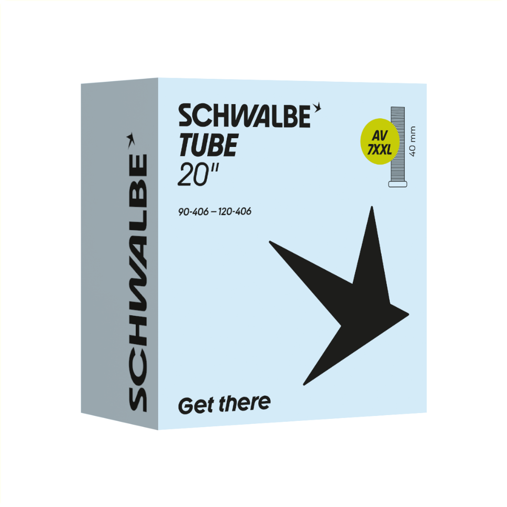 Schwalbe Inner Tube AV7XXL, Fatbike 20x4.00-4.90. ETRTO 90/120-406, schrader/car valve 40mm