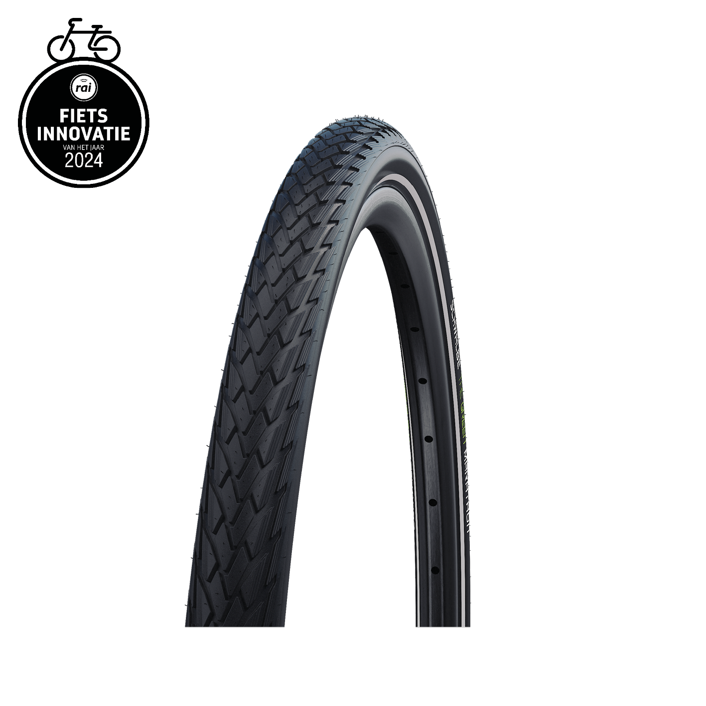 Schwalbe Marathon Performance  (Greenguard 3mm anti-puncture), Black with reflection, Maat: 24x1.75, ETRTO 47-507