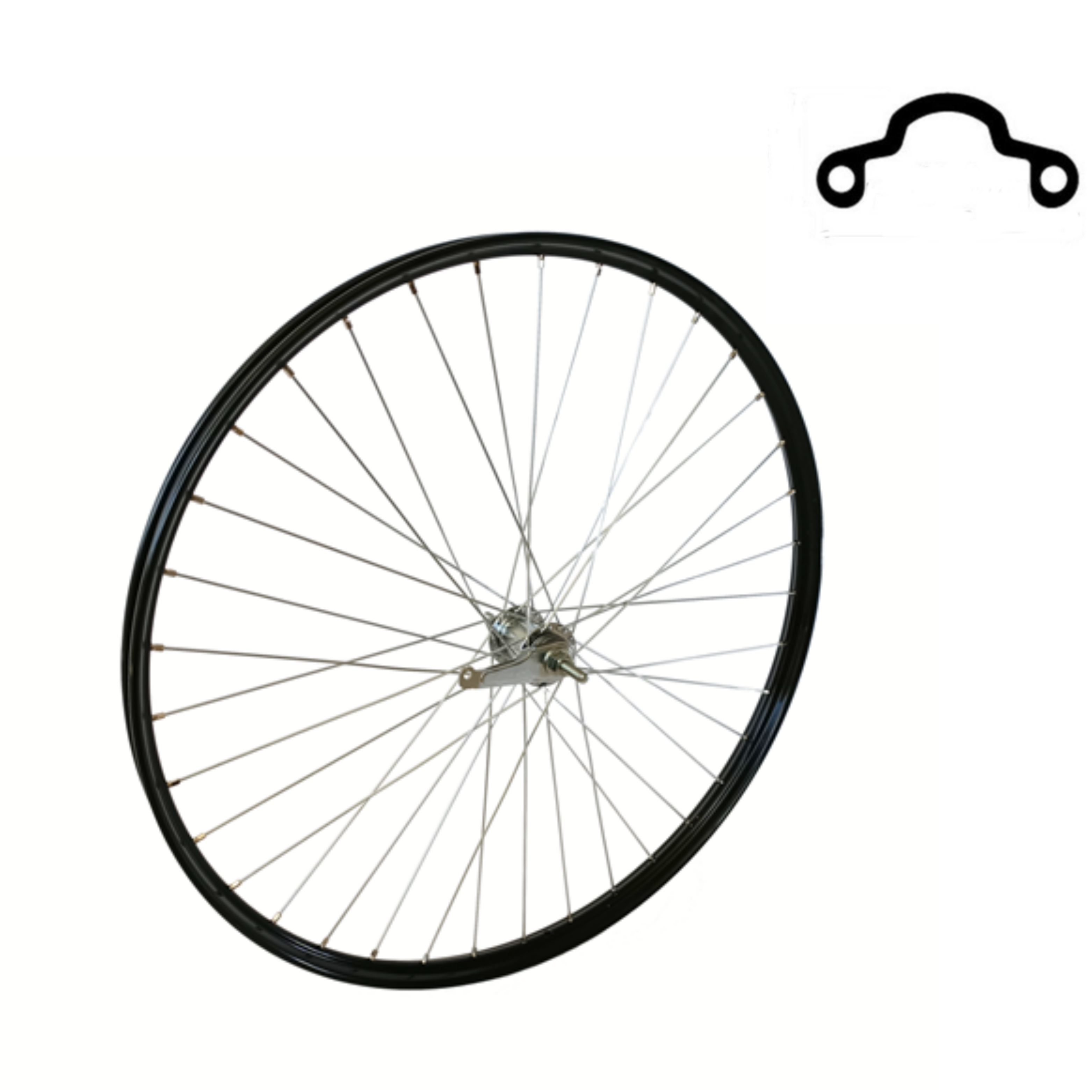 Rear wheel 28x1 1/2 black, Shimano brake hub, spoke 13, aluminum rim