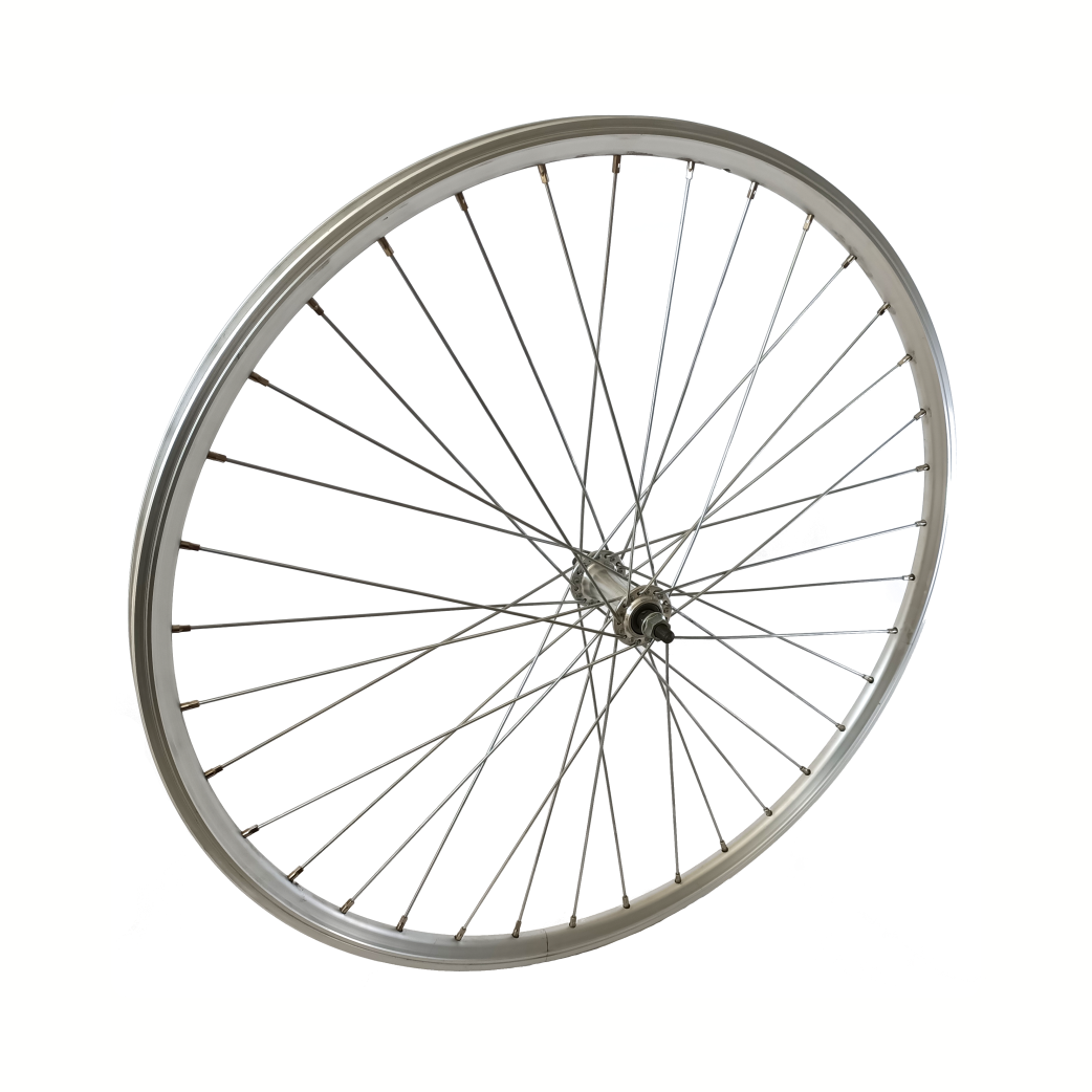 Front wheel 28x1 5/8x1 3/8 silver aluminum high rim